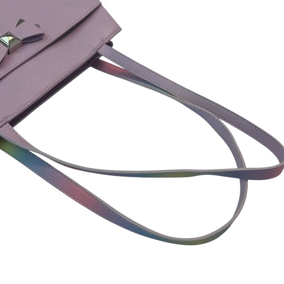 Betsey Johnson Jaime Double Handle Satchel – Lilac w/ Rainbow Straps - Picture 8 of 10